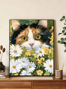 DIY Calico Cat In Daisy Garden (Frameless 8x12 / 16x20 Inches) Paint By Numbers Kit(Acrylic) Arts & Crafts For Adult Beginners, Home Wall Decor, And Holiday Gifts For Cat Lovers And Creative Souls - Sets - View 4