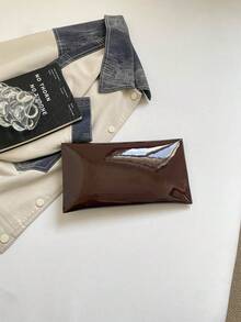 Korean Style Premium Vintage Small Square Bag Women's New Niche Design Patent Leather Clutch Evening Bag - Coffee - View 10