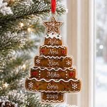 Custom Christmas Tree Ornament, Personalized Family Name Hanging Decor, Customized Gingerbread Christmas Tree Ornament With 2-5 Names And 2026 Year, Customizable Holiday Keepsake Gift For Family Members, Xmas Decorations - Style C - View 6