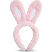 Pink Plush Rabbit Ear Headband, Soft Fuzzy Rabbit Ears Hair Accessory, Cute Rabbit Headpiece For Women And Girls, Suitable For Cosplay, Easter Party And Makeup Styling - Multicolor - View 9