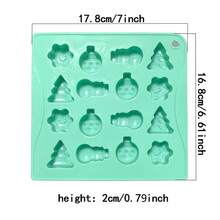 1pc 16-Cavity Creative Tree And Snowman Shaped Chocolate Silicone Mold, 3D Candy, Pudding, Cookie, Ice Cube Mold, Cake Decorating Baking Tool - Multicolor - View 2