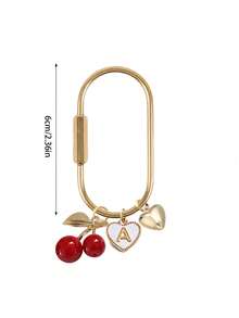 Red Cherry Letter Keychain Bag Pendant,Feature Golden Heart And White Border Letter Heart Pendant,Car Keychain,Bag Accessories,Decorative Pendant - Multicolor - View 10