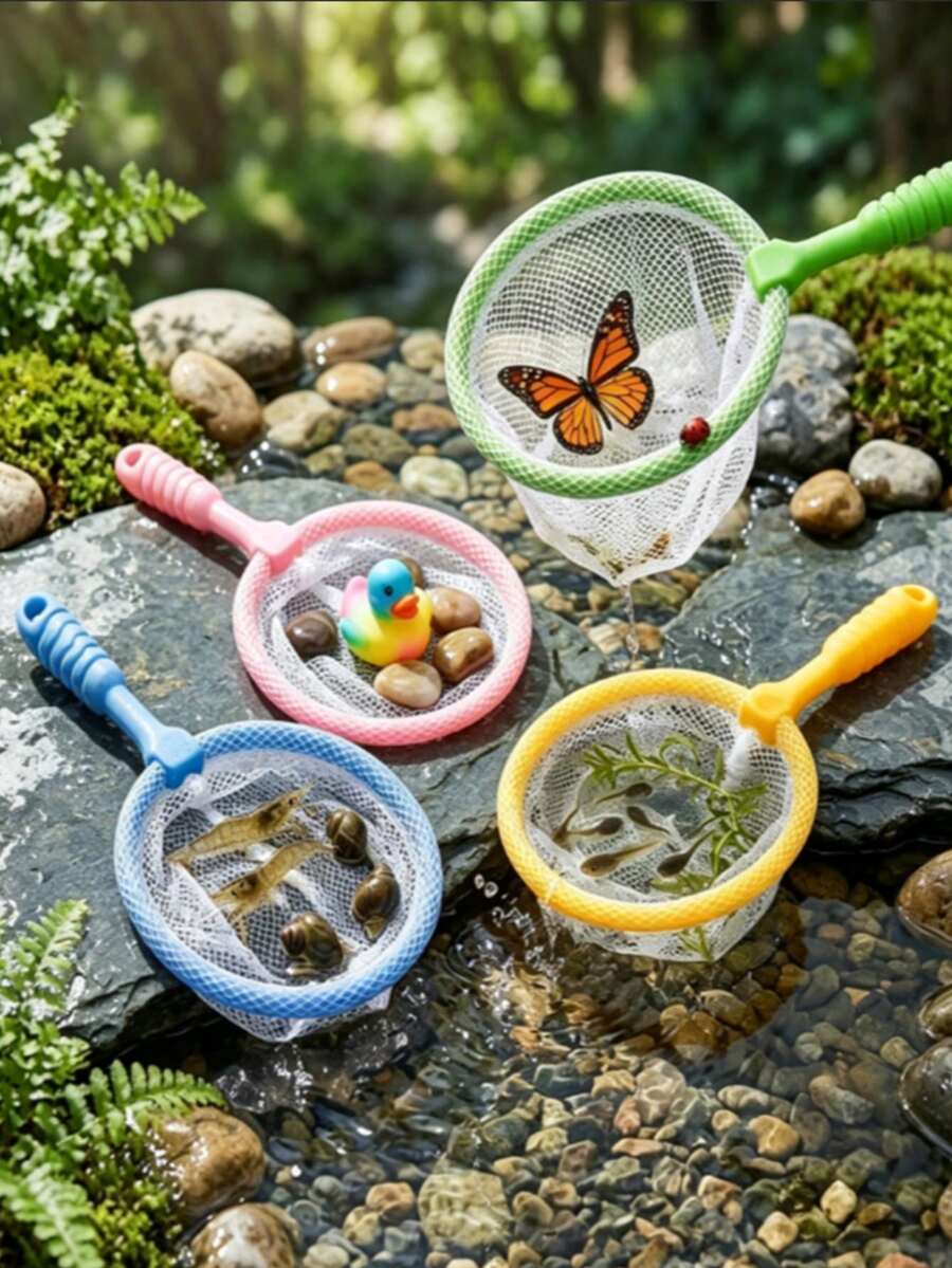 Outdoor Insect Catching Nets, Fishing Nets, Lightweight Colorful Mesh Nets, Pond & Fountain Accessories, Suitable For Backyard Fun, Camping, Insect Catching, And Outdoor Exploration