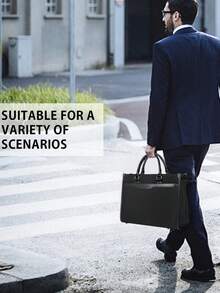 NEWHEY Men's Dual-Use Business Laptop Tote Bag, Waterproof Large Capacity A4 Document Bag, Professional Briefcase, Suitable For Job Interviews, Office, Campus And Business Travel - Black - View 2