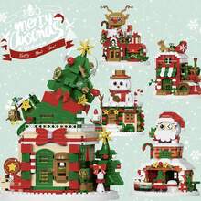 Christmas Santa Claus Christmas Tree Train Snowman Micro Particle Building Blocks Christmas Gift Creative Gift Reindeer Assembly Blocks - Educational ABS Toy Gift Box Packaging Best Holiday Gift - Green - View 3