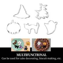 4/5Pcs Halloween Stainless Steel Cookie Cutter Set, Pumpkin Ghost Witch Hat Cat Shaped Molds, Multi‑Purpose Baking Tools For Biscuit, Fondant, Clay & DIY Halloween Party Crafts - View 5