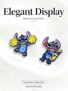Disney 3pcs Set, Stitch Cartoon Character Enamel Pin, Alloy Lapel Brooch Badge, Backpack Jacket Hat Decorative Pin, Fashion Accessory Gift, Suitable For Girls - Multicolor - View 9