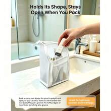 1PC-Self-Standing Waterproof Travel Toiletry Bag, Multi-Pocket Mesh Cosmetic Storage Bag, Vertical Toiletry & Makeup Organizer, Suitable For Business Travel, Vacation And Bathroom Travel Accessories - Multicolor - View 5