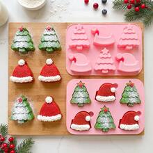 1pc Christmas Tree & Santa Hat Shaped Silicone Mold, Kitchen Home Baking Mousse Cake Chocolate Pudding Mold, Can Make Chocolate, Candy, Cake, Pudding, Ice Cubes, Jelly, Christmas Holiday Home Baking, Party Dessert Table Handmade Mold - Multicolor - View 12