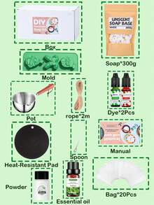DIY Soap Making Kit,300g Transparent & White Soap Complete Craft Tools Molds Fragrance Oil Pigment DIY Raw Materials Kit,For Beginners,Christmas Soap Making - Soap - View 2