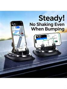 360° Rotatable Car Phone Holder, ABS Material Non-Slip Base, Adjustable For Dashboard/Desktop Use, Compatible With IPhone And Android Smartphones, Rotating Arm Design, Suitable For Hands-Free Driving, Navigation, Video Calls - A - View 3
