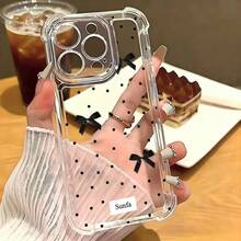 Funda de teléfono minimalista con diseño de lunares rosas y lazo cruzado, a prueba de golpes, esencial de verano apta para uso diario, compatible con Apple 17 17 Pro 17 Pro Max - Multicolor - Ver 5