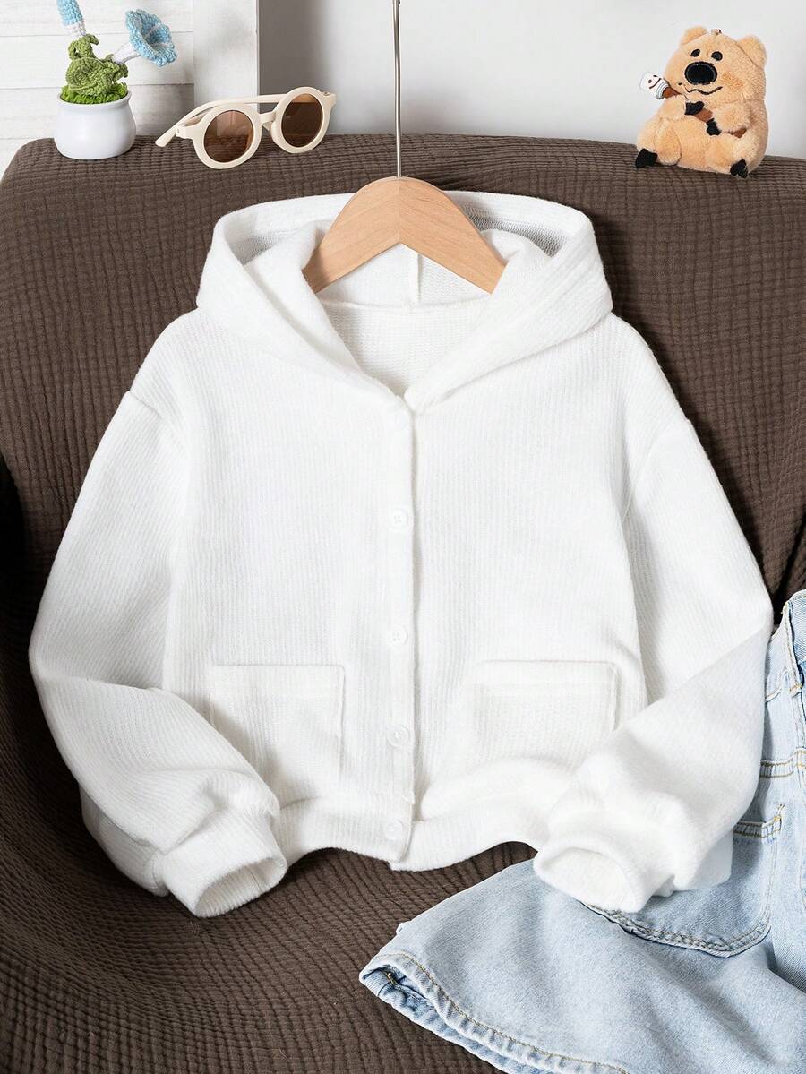 Women's & Girls' Fashion Versatile White Cardigan Sweater, Suitable For Daily Wear, Gatherings And Various Occasions - White - View 1