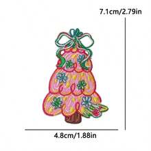 1 Pc Western Country Christmas Embroidered Iron On Patch, Cowboy Rodeo Santa Xmas Tree Cactus Pink Truck Car Bow Applique, Sew On Decor Patch For Denim Jacket Jeans Backpack Hat, Festive Holiday DIY Clothing Craft Gift - Multicolor - View 34