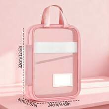 HUAJIE 1pc A4 Mesh File Bag With Handle, Large Capacity Zipper Student Book Storage Bag, With Name Tag, Multi-Functional School Office Document Organizer Bag - Single Piece - View 9