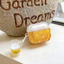 Creative Realistic Ice Beer Earphone Case Funny 3D Ice Cube Wave Transparent Soft Shell Fun Mini Beer Cup Pendant Personalized Earphone Cover Compatible With Apple 1st/2nd/4th Gen Pro/Pro 2 Compatible With Apple Pro 3 Compatible With Apple 3rd Gen And Other Models Earphone Protective Case, Perfect For Daily Use Suitable As Couples Women, It's An Excellent Gift For Friends, Family, Couples Or Even Yourself, Perfect As A Birthday Gift For Your Partner - Yellow - View 7