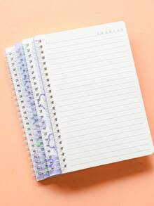 Cuaderno Espiral A5 60 Hojas, Bloc de Notas Portátil con Protección Ocular Gruesa, Páginas Interiores Rayadas para Estudiantes de Primaria, Serie de Flores de Dibujos Animados Lindos, Envío Aleatorio de 1 Pieza - Multicolor - Ver 3