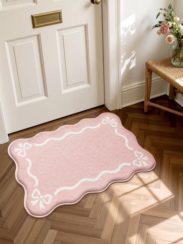1PC Bathroom Mats Rugs Pink Bow Rug Bath Mat TPR Backing Non-Slip For Kitchen,Outdoor, Indoor, Runner Corridor, Bedroom, Living Room, Beside Throw Rugs Washable Rugs Easy Clean, Throw Rugs Easy Clean For Bathroom Fall Decor - Multicolor - View 7