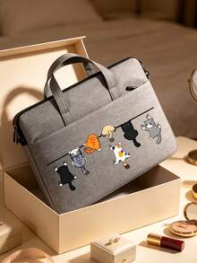 Spacious And Lightweight Laptop Bag With Cat Print Design, Detachable And Adjustable Shoulder Strap, Laptop Stand, Fits In Suitcase, Laptop Protective Case, Briefcase, Document Organizer, Portable Commuter Bag, Shoulder Bag, Suitable For Laptops And Tablets, Ideal For Daily Use, Travel, Commuting, Perfect Professional Gift For Holidays, Suitable For Home And Office, Back To School Gift, Teacher's Day, Travel, Vacation Gift - Multicolor - View 8