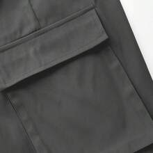 Casual Daily Solid Color Simple Cargo Pants Spring - Dark Grey - View 4