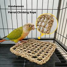 Jaring Panjat Burung Beo, Mainan Kunyah Gantung Tali Katun, Tangga Panjat dan Aksesori Sangkar Ayunan, Cocok untuk Burung Beo Kecil, Burung Parkit, Burung Lovebird, Burung Conure, Mainan Aktivitas Interaktif untuk Burung Kecil - View 2