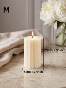 1pc Luxury Style Ivory White Striped Cylindrical Scented Candle, 1.97 Inch Diameter White Fragrance Candle, Suitable For Creating Atmosphere, Photography Props, Tabletop Center Decoration, Great Gift Choice, Gift For Women - Multiple Styles - View 10