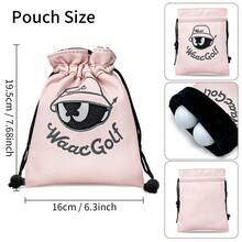 1pc Cartoon Embroidered Golf Drawstring Pouch, Pu Accessory Storage Bag With Carabiner Clip For Golf Balls Tees Sports Gear - Multicolor - View 12
