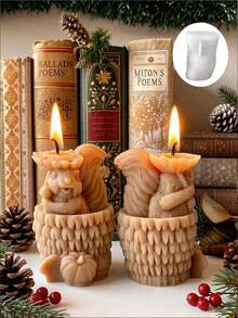 Autumn Forest Squirrel 3D Silicone Mold, 2 Cute Squirrel Designs With Pumpkin, Sunflower, Acorn And Leaf Harvest Elements, Full Of Autumn Atmosphere, Soft Silicone Material Easy To Demold, Suitable For Casting Aromatherapy Candles, Plaster, Handmade Soap And Other Materials, Perfect For Autumn And Thanksgiving Themed Decor And Gifts - Squirrel Mold - View 3