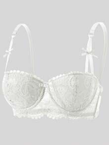 Sexy Lace Push-Up Bra, Comfortable Lingerie For Women With Small Bust - White - View 2