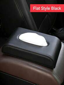 1pc Black Brown Spliced Car Tissue Box, Minimalist Style PU Leather Material Arc‑Rectangle Shape With Hanging Strap & Contrast Stitching Detail, Tissue Storage Function Car Sun‑Visor Napkin Holder, For Car Interior Road Trip Daily Driving - Multicolor - View 7
