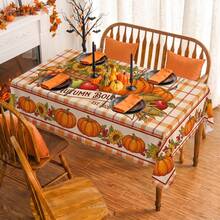1pc Thanksgiving Autumn Pumpkin Sunflower Print Rectangular Tablecloth, Suitable For Holidays, Parties, Birthdays, Dinner Parties, Restaurant Table Decor, Autumn/Winter Home Decoration - Multicolor - View 9