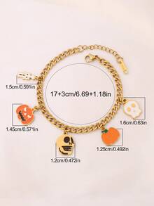 1pc Stainless Steel Halloween Ghost Spider Bat Pendant Bracelet For Women Funny Mummy Pumpkin Chain Bracelets Jewelry Party Gift - Bracelet - View 5