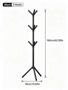 Household Tree-Shaped Floor Coat Rack, Easy Assembly Standing Coat Rack, Standing Coat Rack, Triangular Stable Base, Multi-Prong Hook Design. Suitable For Bedroom, Entryway, Strong Load-Bearing, Storage For Coats, Bags, Hats, Minimalist Versatile, Space-Saving, Practical Home Storage Item. - Multicolor - View 11