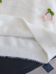 Girls Cute Gradient Cherry Faux Mink Knit Pullover Sweater, Suitable For Daily Wear, Vacation, Spring, Autumn, Winter - White - View 5