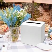 1 Set White Gold Foil 8.6in Memory Sharing Funeral Wedding Birthday Graduation Bridal Shower Guest Card Box Creative Decor - Pure White - View 5