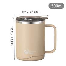 Reusable Stainless Steel Travel Coffee Mug With Handle, Insulated Coffee Cup With Lid, Matte Metal Coffee Cup, Double Wall Tumbler, Travel Mug, Coffee Tumbler, Splash-Proof Wide Mouth Tea Cup To Go For Office School Camping - Multicolor - View 14