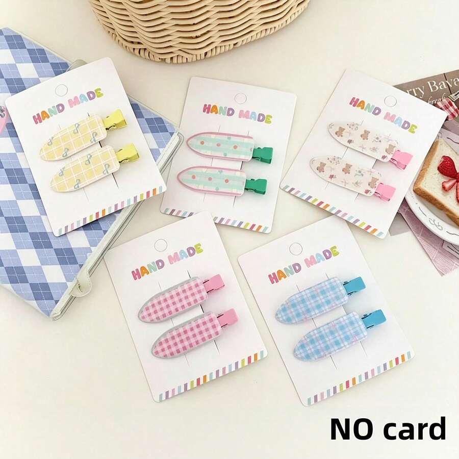 2pcs Women's Cartoon Hair Clips, Alligator Hair Clips For Forehead And Loose Hair, Hair Accessories For Back To School, Casual Daily Commute - Multicolor - View 1