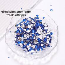 2mm-3mm-4mm-5mm-6mm Mixed Size 1440 Pieces/2000 Pieces/Pack Resin Rhinestone Color Non Heat Fixed Flat Back Adhesive Flash Foaming Rhinestone Jelly Beads For Mugs, Bottles, Rollers, Phone Cases, Handmade DIY Jewelry Accessories - Mixed Size - View 18
