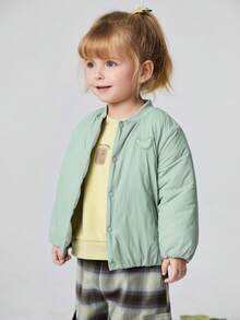 mini bala Unisex Infant Baby Girl Padded Jacket Thick Fluffy Soft Loose Going‑Out Coat For Autumn Winter - Earthy Green - View 2