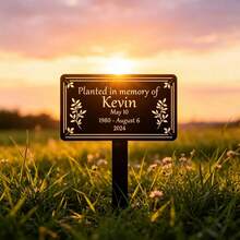 1pc Customizable Metal Memorial Garden Stake, Personalized Name & Date Decor, Metal Garden Sign, Tree Plaque, Tree Garden Sign, Metal Nameplate, Memorial Plaque, Garden Decoration - Black - View 10