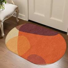 1pc Oval Flannel Door Mat, Soft Comfortable Absorbent Non-Slip Machine Washable With Non-Slip Backing, Suitable For Entrance, Living Room, Patio, Bedroom, Kitchen, Laundry Room, Bathroom, Multi-Functional Home Floor Mat, Entryway Rug, Kitchen Bathroom Carpet, Holiday Decoration - Multicolor - View 6