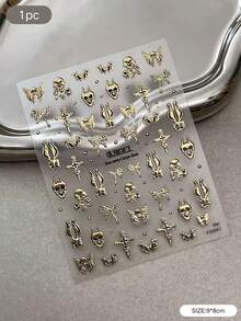 2 Styles Metallic Texture Dark Pattern Decorative Stickers, Suitable For Camera, Earphone Case, Phone Shell, Water Bottle, Storage Box And Other Surfaces, Gold And Silver Tones, Create Personalized Cold Style - Decorative Stickers - View 8