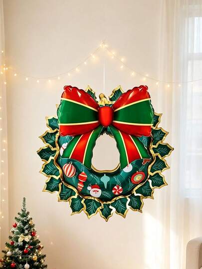 2pcs Christmas Bow Garland Balloon Set, Perfect For Christmas Holiday Decoration, Christmas Party Decoration (No Rope Included)