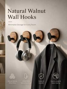 1/2/3Pcs Luxurious Walnut Multi-Purpose Wall-Mounted Hooks, No-Punch Strong Adhesive, Stable Load-Bearing, Stable Hook Protection, Universal Type, Suitable For Entryway, Clothing, Bathroom Towels, Kitchen Utensils, Wardrobe Storage - Multicolor - View 2