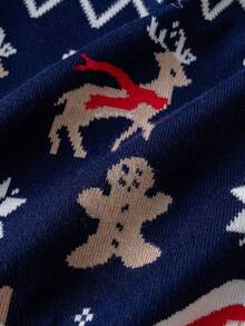 Girls Cute Christmas Reindeer Sweater Knit Pullover, Christmas Gift, Suitable For Christmas Party, Spring, Winter, Autumn - Navy Blue - View 8