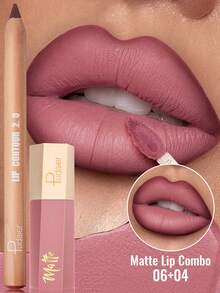 Pudaier Silky Matte Lip Liner & Lip Gloss Set - Precise Lip Shaping For Stunning 3D Lip Makeup, Long-Lasting Waterproof Formula, Moisturizing Matte Lip Color, Perfect Makeup Gift For Women! - 08+04 - View 3