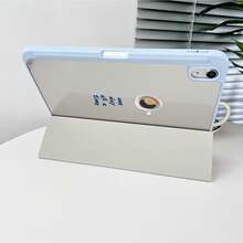 1pc Light Blue & Beige Vertical Striped Quote Print Protective Case, With Pen Slot, Multi-Angle Magnetic Stand, Auto Sleep/Wake Support, Tablet Protective Shell, Compatible With IPad PRO/AIR, Pad 5/6/7, MatePad - Multicolor - View 8