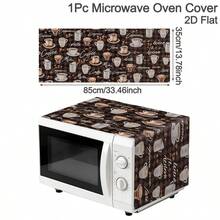 1pc Microwave Cover, 35 X 85cm Brown Coffee Cup Microwave Dust Cover, Polyester Dust Cover, Home Kitchen Microwave Dust Cover, Perfect For Kitchen Decor And Appliance Protection, Oven Dust Cover - Multicolor - View 5