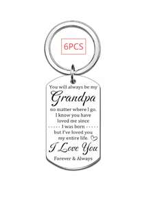 1PC/6PCS/12PCS/24PCS I Love You Grandpa Cartoon Bear Holding Hands Keychain, Grandfather Keychain Father's Day Gift, Best Hero Keepsake For Granddaughter And Grandson - Silver - View 11