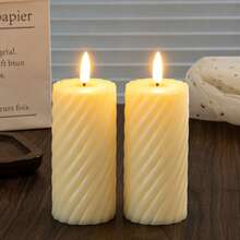 Spiral Pattern Milky White LED Electronic Candle Light, Realistic Flickering Flame Smokeless Candle, Wedding Home Party Atmosphere Decoration Light - White Spiral - View 15